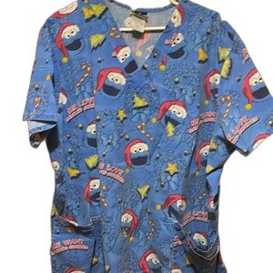 scrub top Christmas Cookie Monster